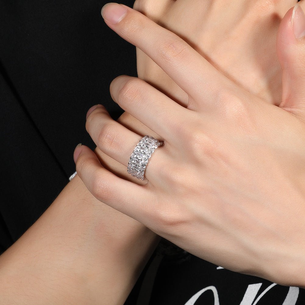 Pavé Zircon Statement Ring | Alloy Electroplated - Dazzling Luxury for Bold Self - Expression - Aruary Studio ｜ Artisanal Jewelry