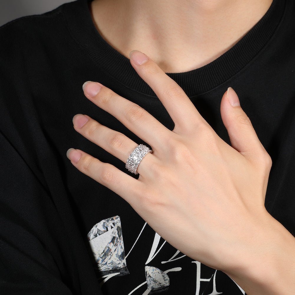 Pavé Zircon Statement Ring | Alloy Electroplated - Dazzling Luxury for Bold Self - Expression - Aruary Studio ｜ Artisanal Jewelry