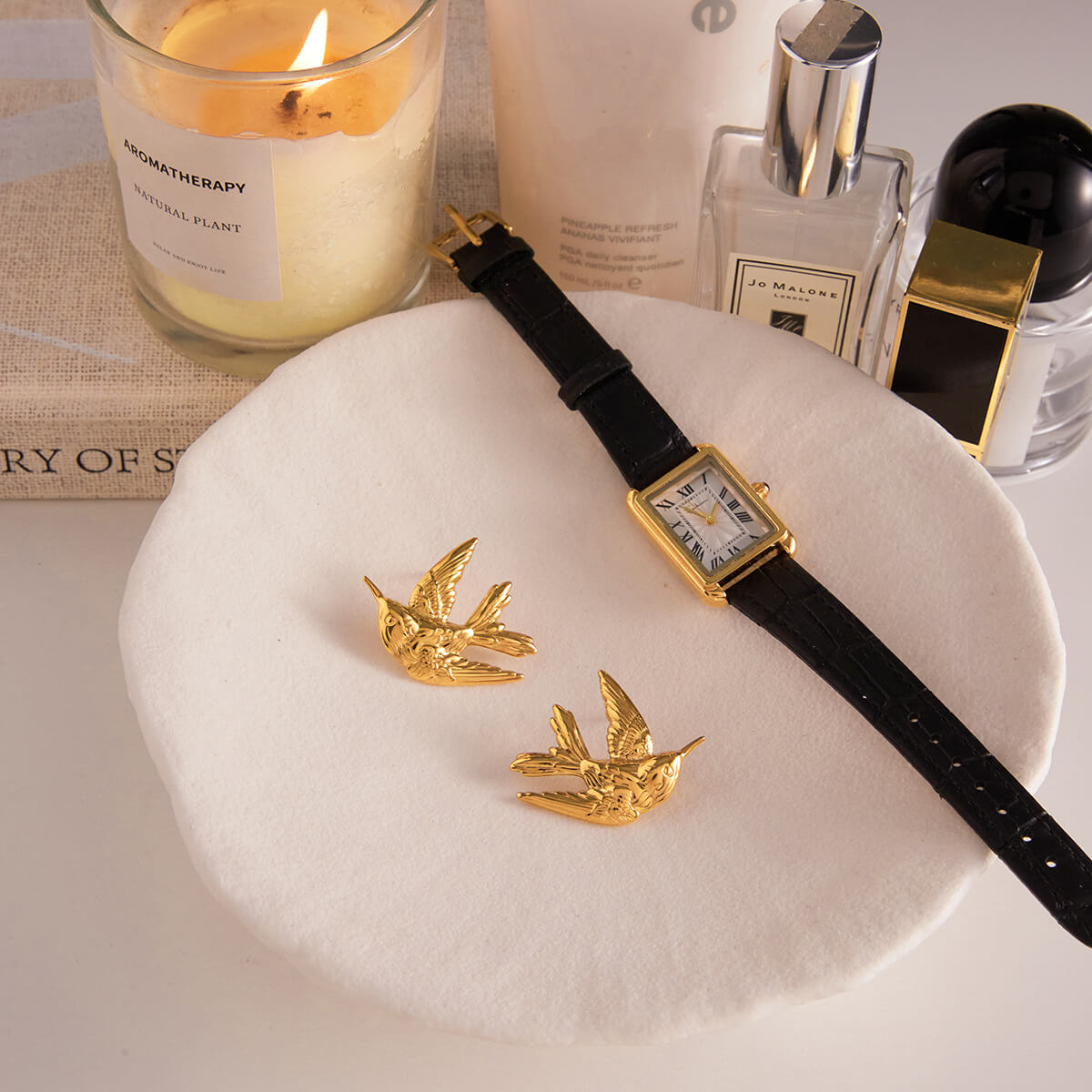 Peace Dove 18K Gold - Plated Titanium Steel Earrings | Waterproof & Hypoallergenic - Aruary Studio ｜ Artisanal Jewelry