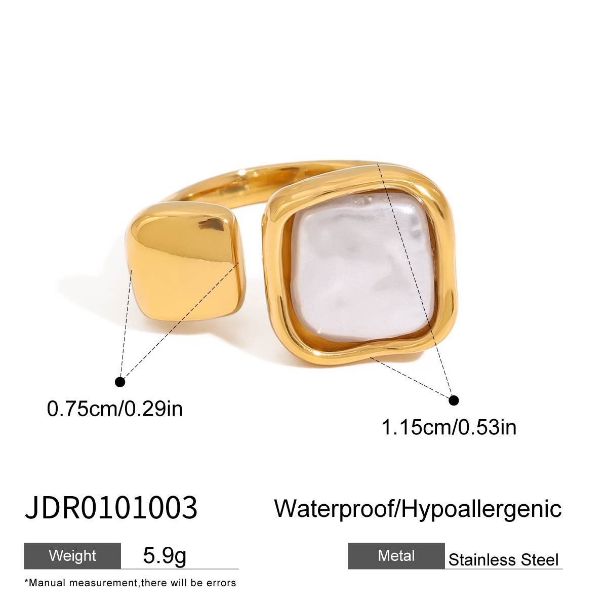 Pearl Titanium Earring & Ring Set - 18K Gold Plated Minimalist Jewelry, Hypoallergenic Office - to - Evening Stack - Aruary Studio ｜ Artisanal Jewelry