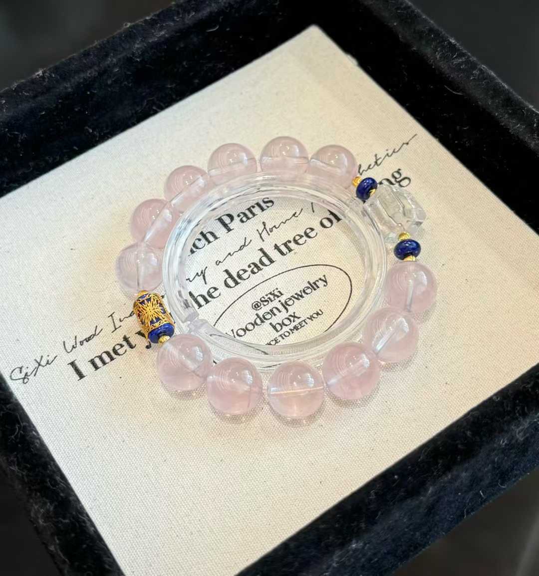 “Peninsula Rose” Rose Quartz Bracelet - Healing Crystal Jewelry with Lapis Lazuli & Clear Quartz - Aruary Studio ｜ Artisanal Jewelry
