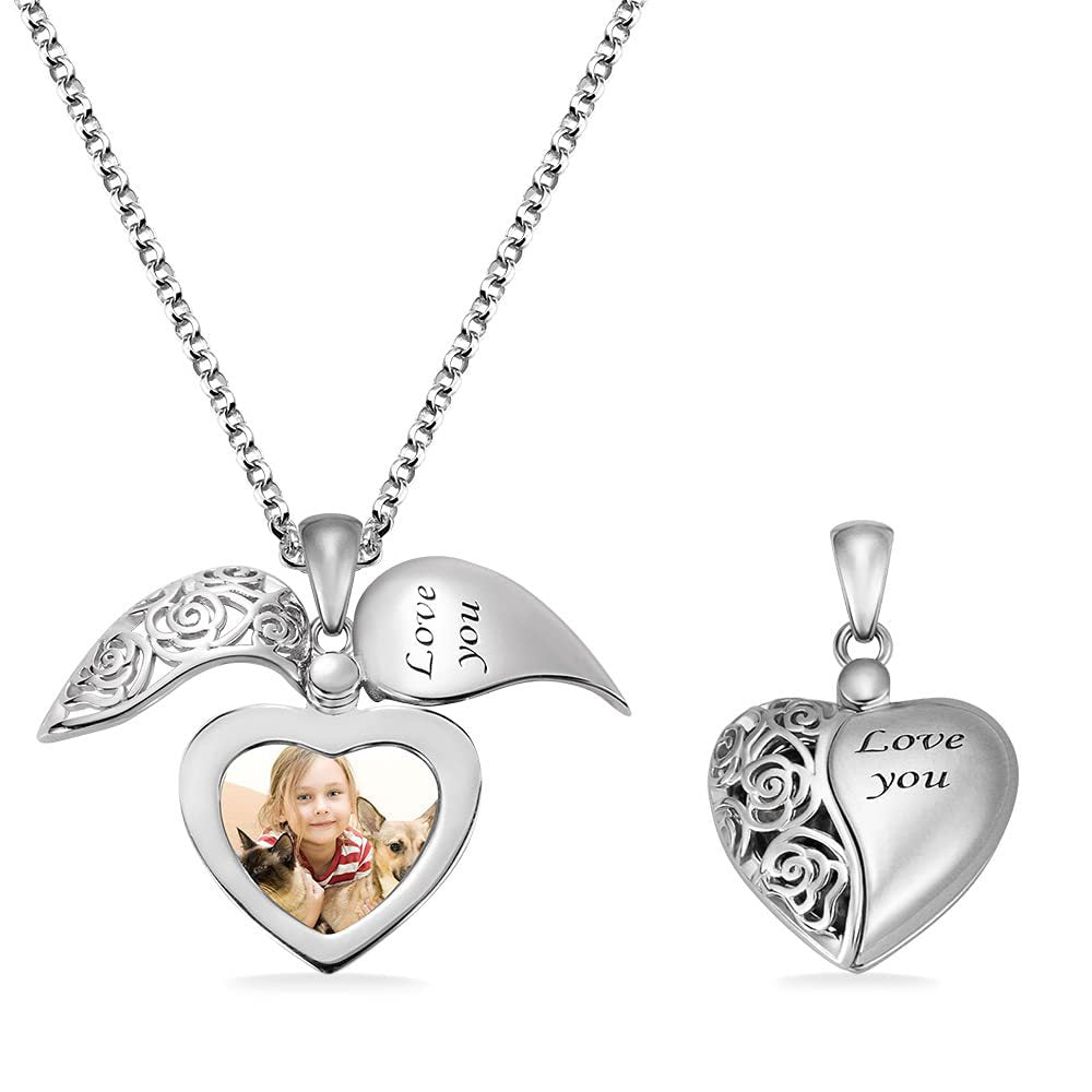 Personalized Heart Locket Necklace | Custom Initial & Photo Charm | Vintage Openwork Pendant - Aruary Studio ｜ Artisanal Jewelry