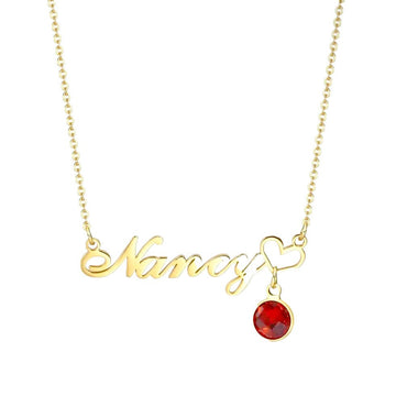 Personalized Name & Birthstone Necklace | Titanium Steel with 5A Zircon - Custom Fonts for Unique Style - Aruary Studio ｜ Artisanal Jewelry