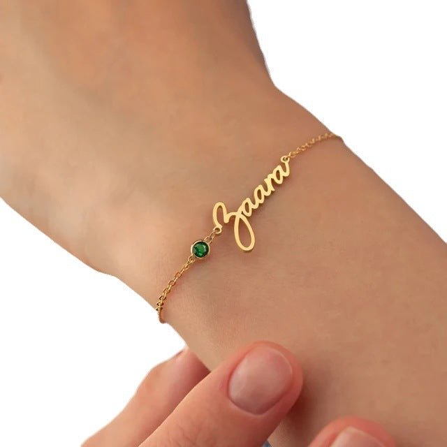 Personalized Name & Birthstone Necklace | Titanium Steel with 5A Zircon - Custom Fonts for Unique Style - Aruary Studio ｜ Artisanal Jewelry