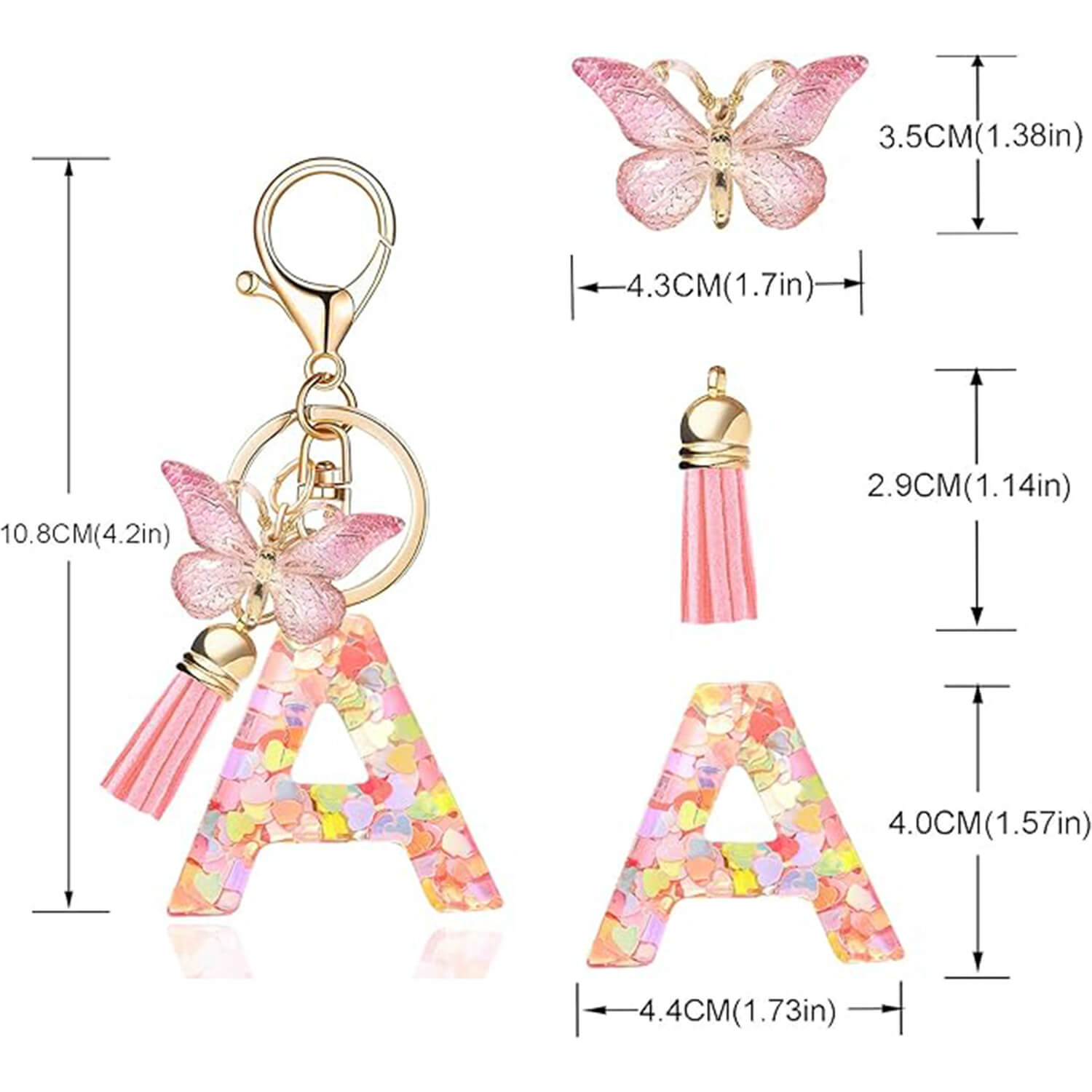 Personalized Resin Letter Butterfly Keychain | 26 Letter Options - Aruary Studio ｜ Artisanal Jewelry