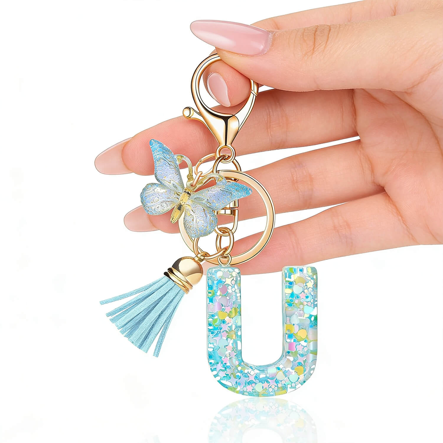 Personalized Resin Letter Butterfly Keychain | 26 Letter Options - Aruary Studio ｜ Artisanal Jewelry