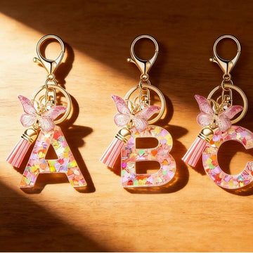 Personalized Resin Letter Butterfly Keychain | 26 Letter Options - Aruary Studio ｜ Artisanal Jewelry