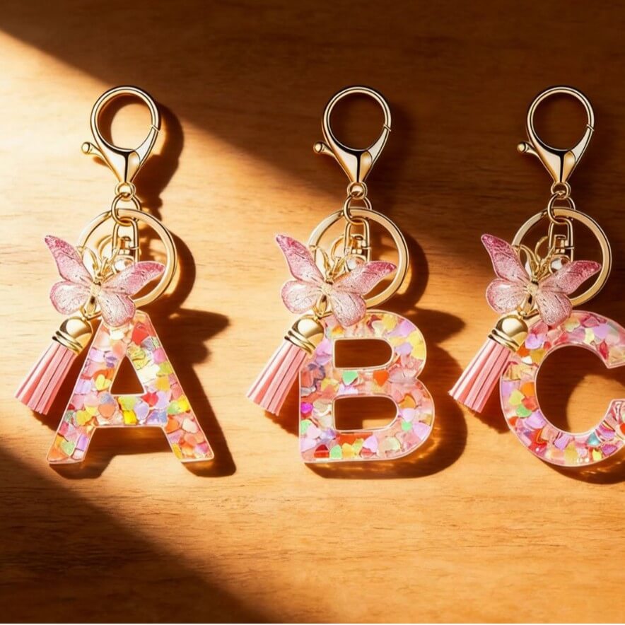 Personalized Resin Letter Butterfly Keychain | 26 Letter Options - Aruary Studio ｜ Artisanal Jewelry
