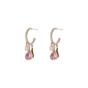 Pink Tulip Hoop Earrings | Copper + 3A Zircon - Romantic Floral Elegance with Delicate Sparkle - Aruary Studio ｜ Artisanal Jewelry