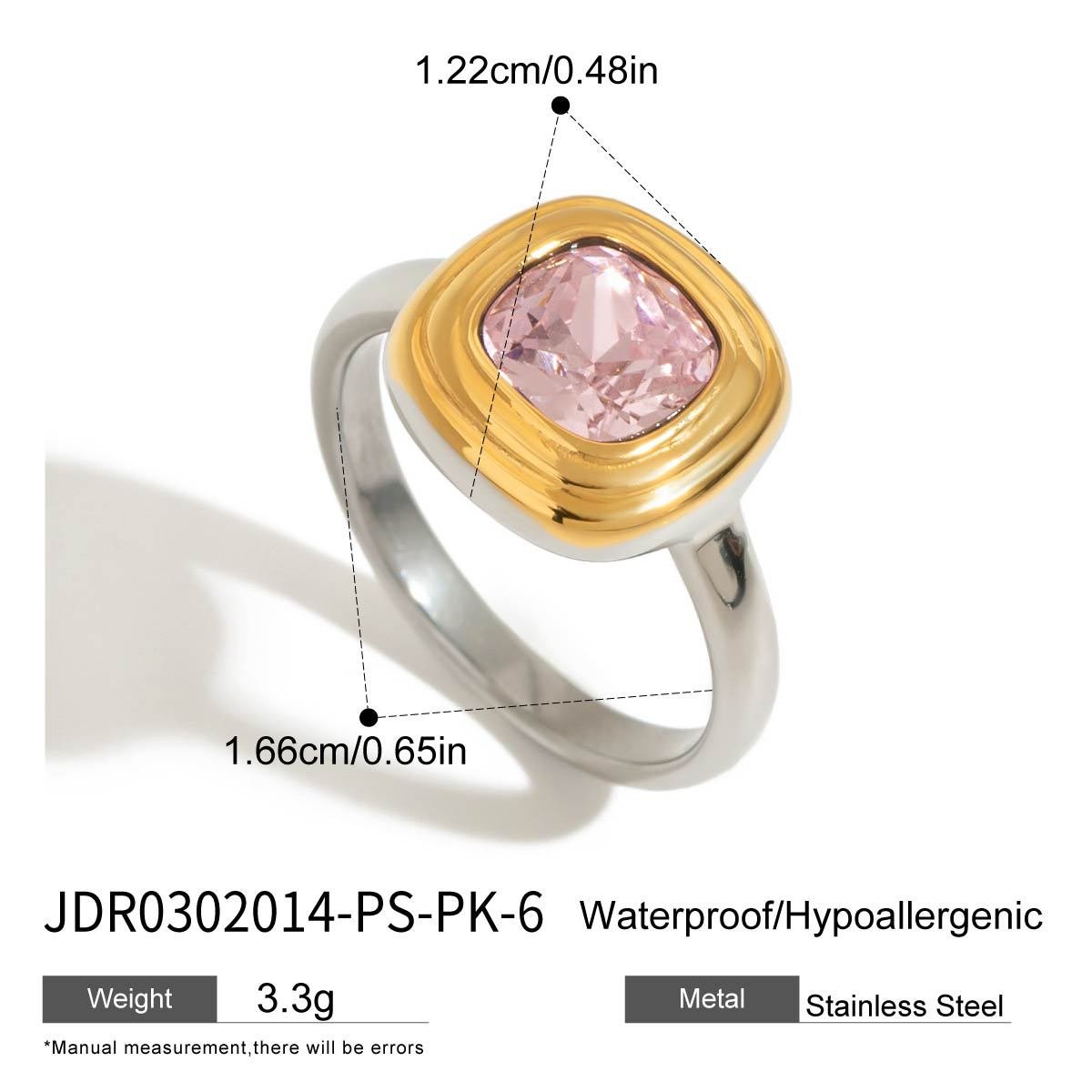 Pink Zircon Titanium Steel Ring - Aruary Studio ｜ Artisanal Jewelry