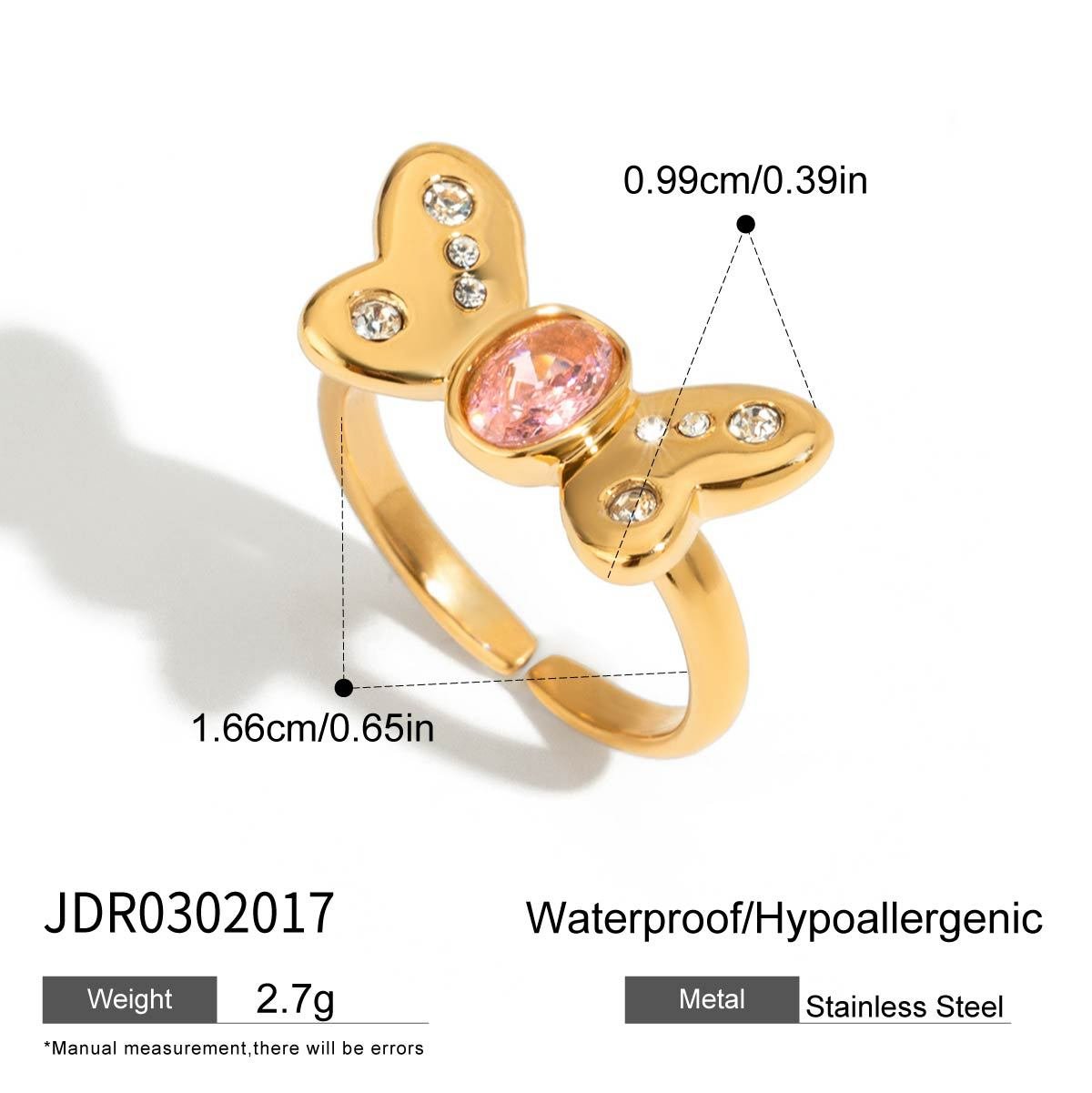 Pink Zircon Titanium Steel Ring - Aruary Studio ｜ Artisanal Jewelry