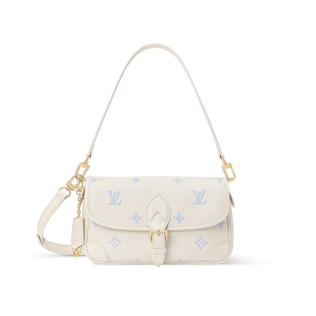 Premium Monogram Empreinte Diane Messenger Bag | Grained Leather Shoulder Bag for Women | Pastel Blue Luxury Inspired Crossbody Satchel - Aruary Studio ｜ Artisanal Jewelry