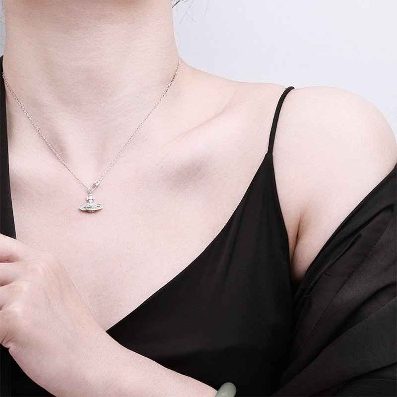 "Stellar Edge" Saturn Safety Pin Necklace