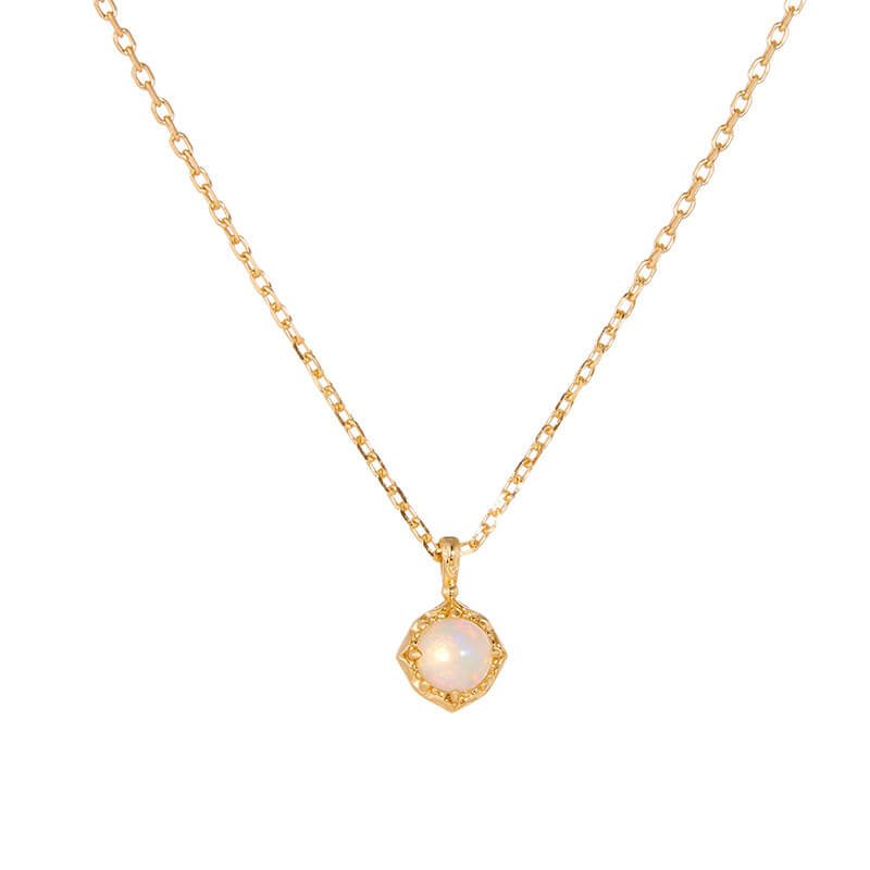 Reversible Natural African Opal & 5A Zircon Necklace | 925 Sterling Silver Plated 14K Gold - Aruary Studio ｜ Artisanal Jewelry