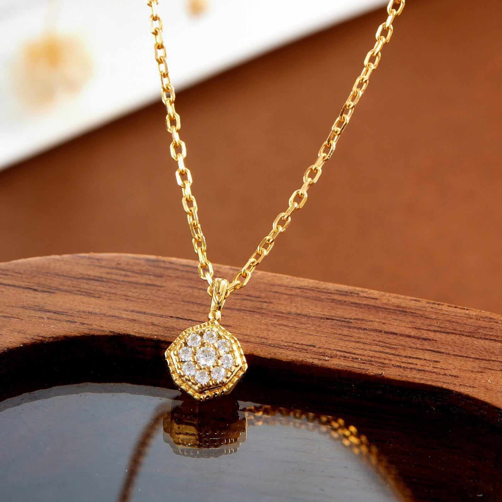 Reversible Natural African Opal & 5A Zircon Necklace | 925 Sterling Silver Plated 14K Gold - Aruary Studio ｜ Artisanal Jewelry