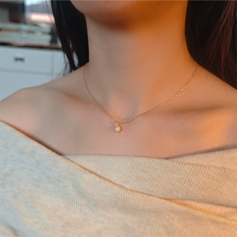 Reversible Natural African Opal & 5A Zircon Necklace | 925 Sterling Silver Plated 14K Gold - Aruary Studio ｜ Artisanal Jewelry