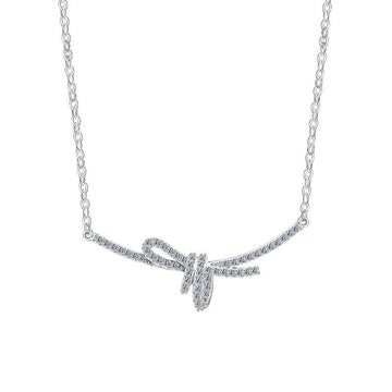 Ribbon Knot Clavicle Necklace | 925 Sterling Silver + 5A Zircon - Sweet Elegance with Adjustable Fit - Aruary Studio ｜ Artisanal Jewelry