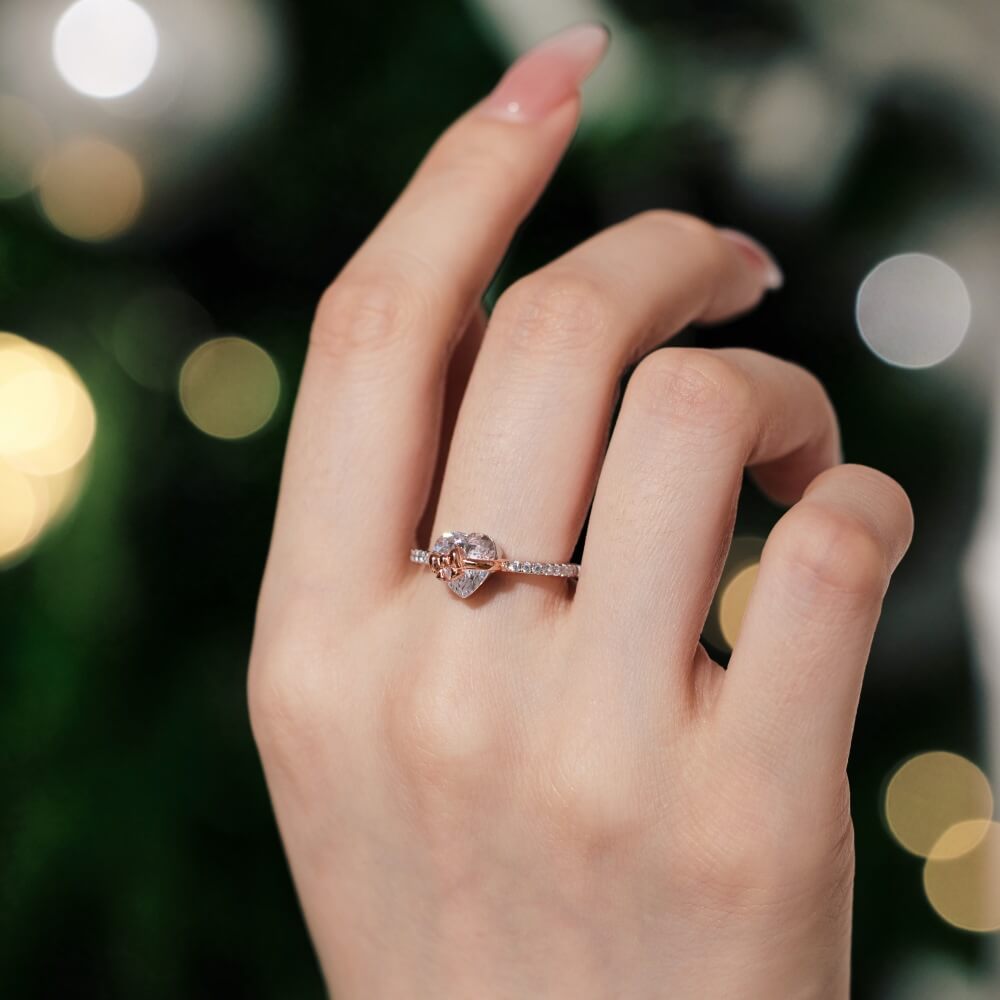 Romantic Heart Shape Bow Ring - S925 Sterling Silver Statement Jewelry - Aruary Studio ｜ Artisanal Jewelry