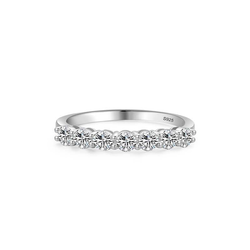 S925 Sterling Silver Eternity Band Ring - Stackable Cubic Zirconia Promise Ring for Women - Aruary Studio ｜ Artisanal Jewelry