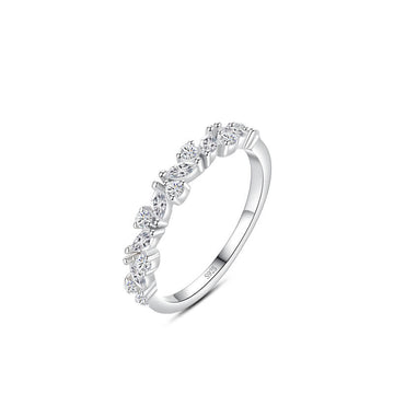S925 Sterling Silver Marquise & Round CZ Stackable Ring - Dainty Eternity Band for Women - Aruary Studio ｜ Artisanal Jewelry
