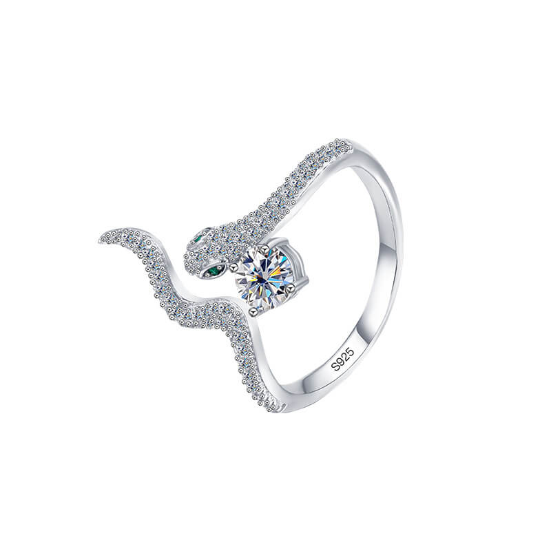 Serpent Spirit 0.5ct 5A Moissanite Ring | 925 Sterling Silver - Aruary Studio ｜ Artisanal Jewelry