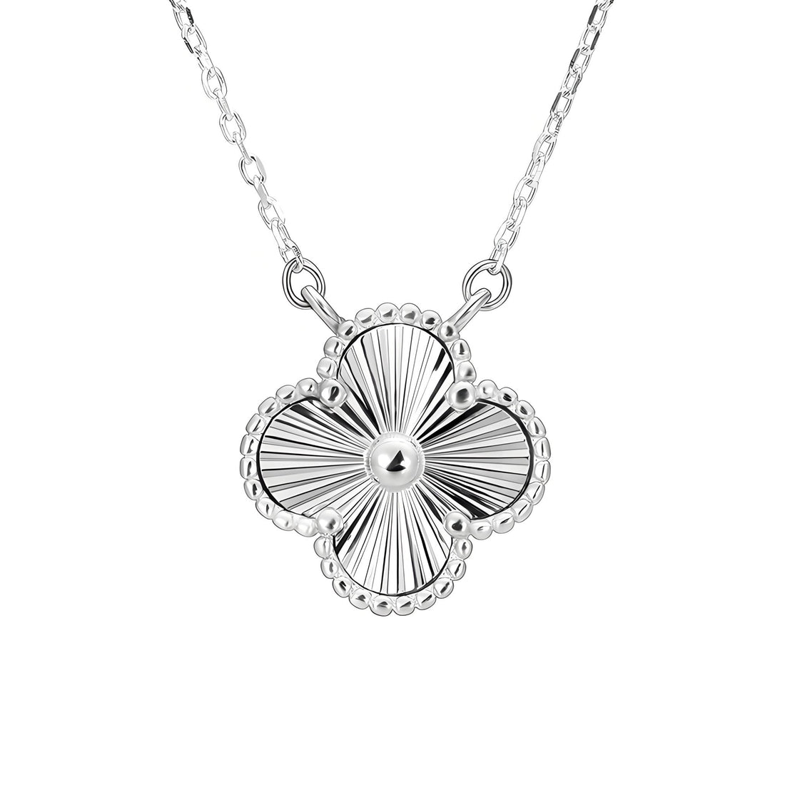 Shimmering Laser Clover Necklace | 925 Sterling Silver Christmas Gift for Women | Adjustable 16 - 20" Chain - Aruary Studio ｜ Artisanal Jewelry
