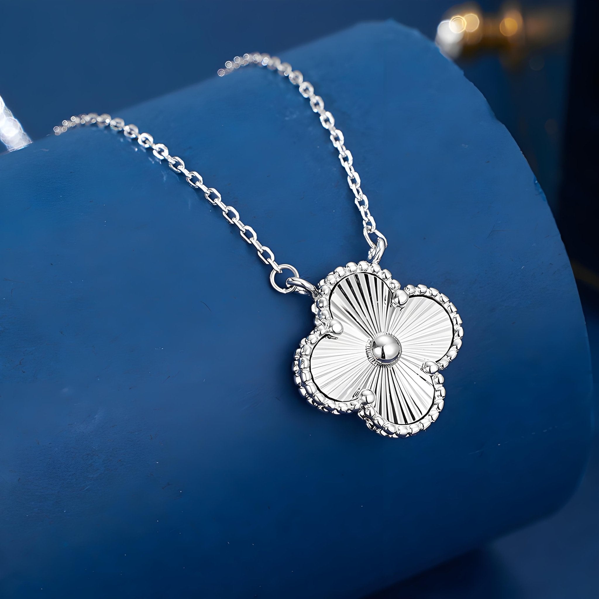 Shimmering Laser Clover Necklace | 925 Sterling Silver Christmas Gift for Women | Adjustable 16 - 20" Chain - Aruary Studio ｜ Artisanal Jewelry