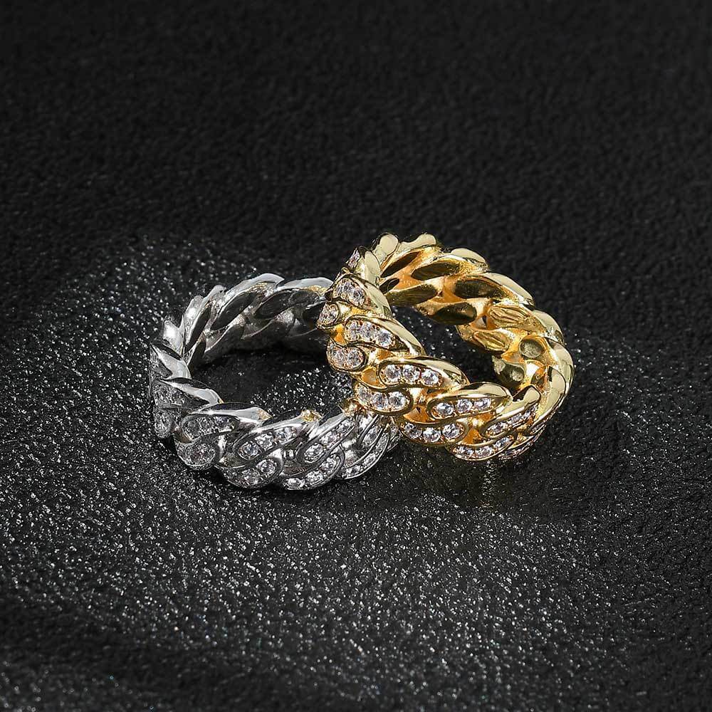 Single - Row Zircon Cuban Ring | 18K Gold - Plated + 5A Zircon - Aruary Studio ｜ Artisanal Jewelry