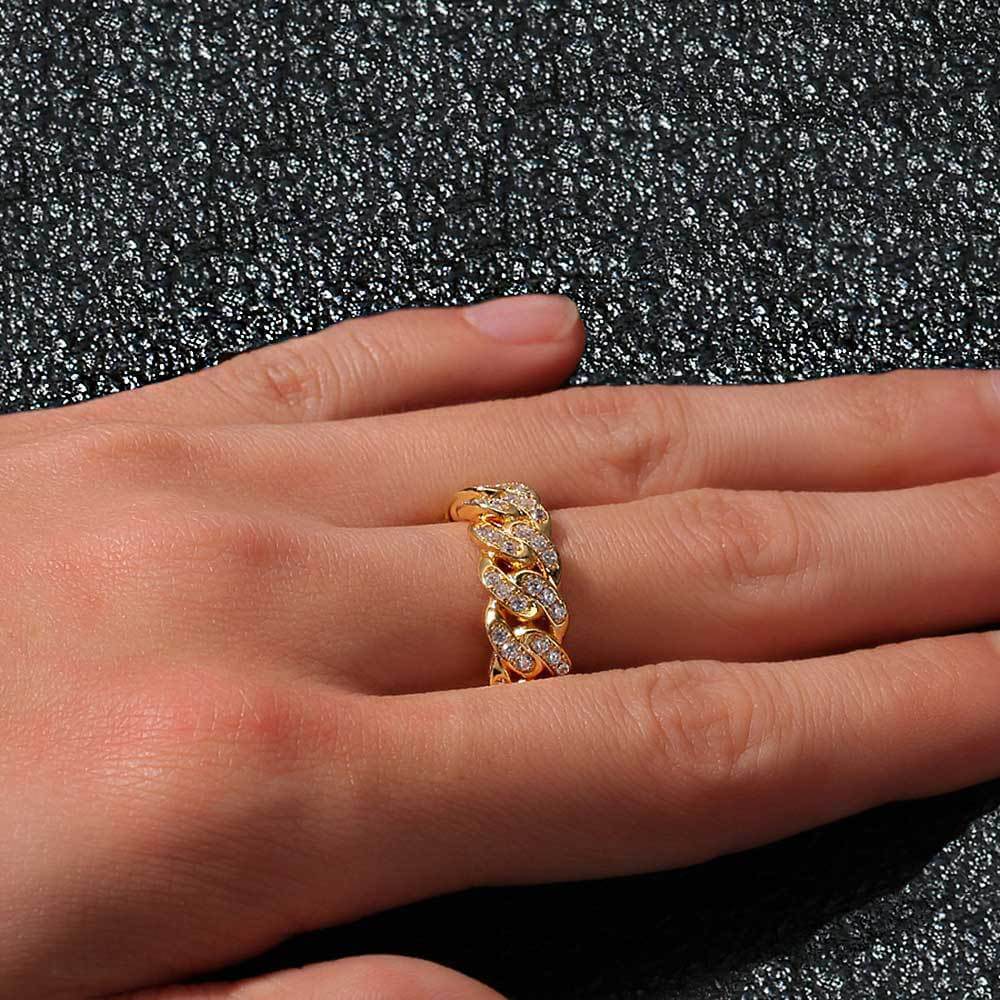 Single - Row Zircon Cuban Ring | 18K Gold - Plated + 5A Zircon - Aruary Studio ｜ Artisanal Jewelry