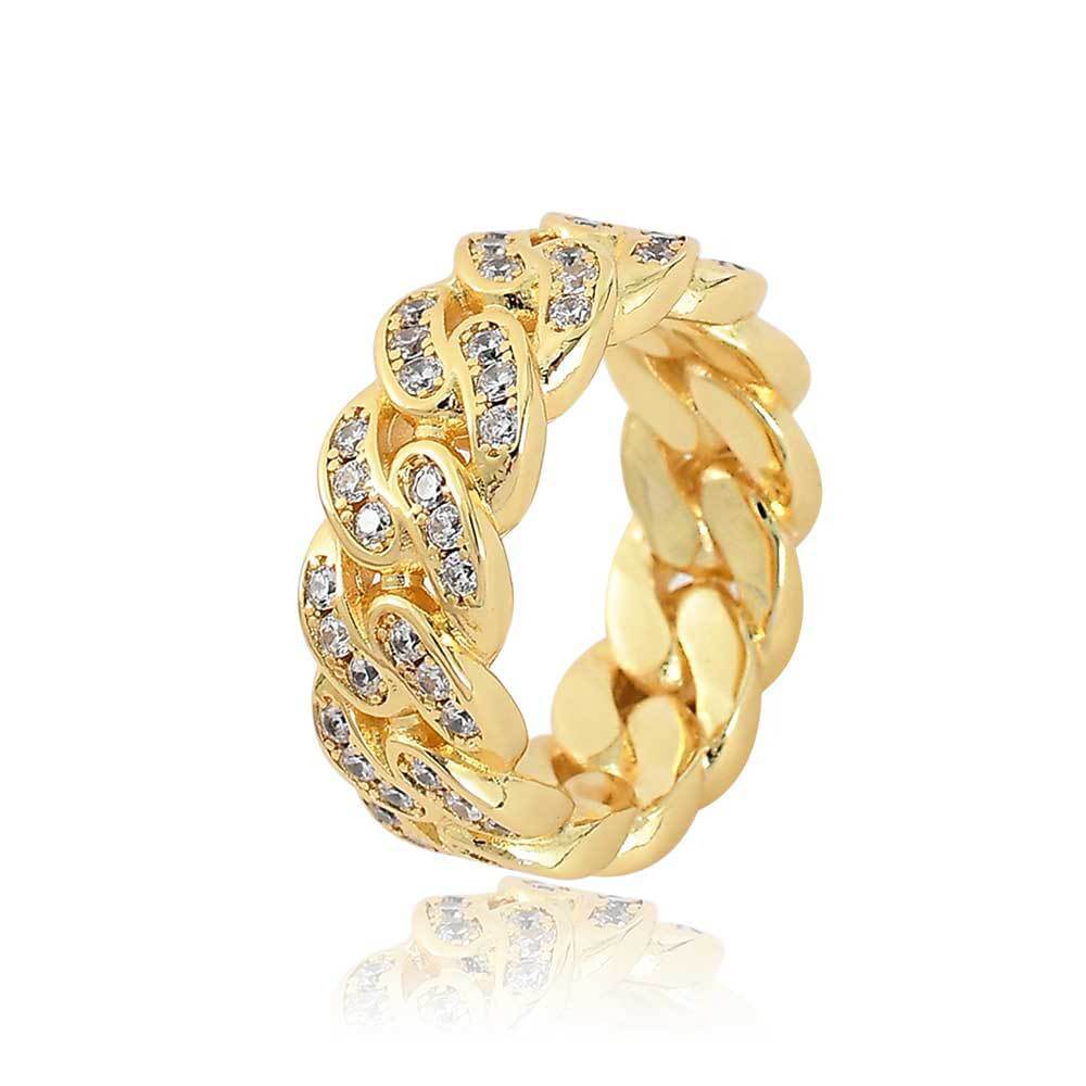 Single - Row Zircon Cuban Ring | 18K Gold - Plated + 5A Zircon - Aruary Studio ｜ Artisanal Jewelry