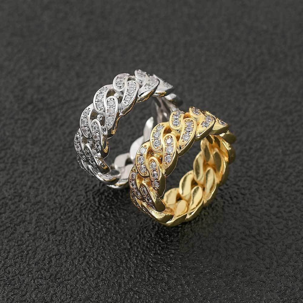 Single - Row Zircon Cuban Ring | 18K Gold - Plated + 5A Zircon - Aruary Studio ｜ Artisanal Jewelry