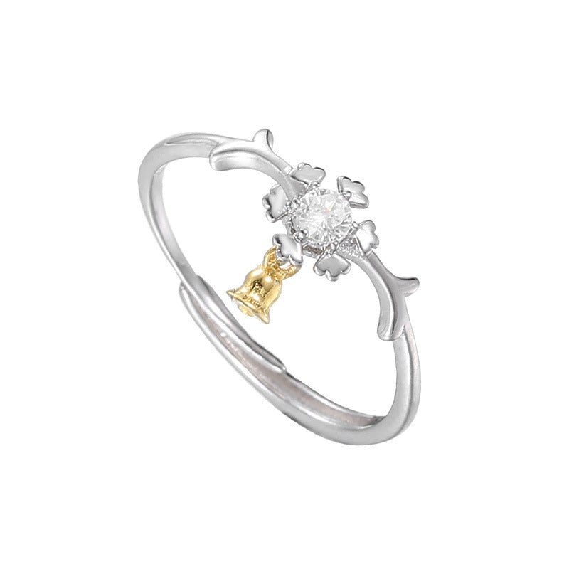 Snowflake Elk Bell Ring | S925 Sterling Silver with Gold/Platinum Plating + Premium Zircon - Aruary Studio ｜ Artisanal Jewelry