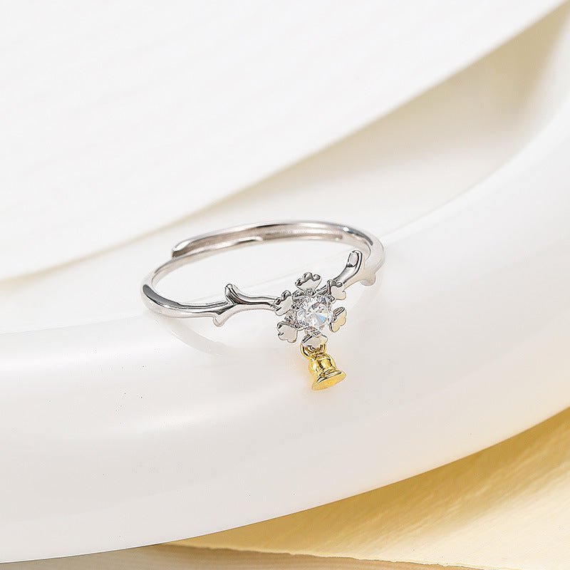 Snowflake Elk Bell Ring | S925 Sterling Silver with Gold/Platinum Plating + Premium Zircon - Aruary Studio ｜ Artisanal Jewelry