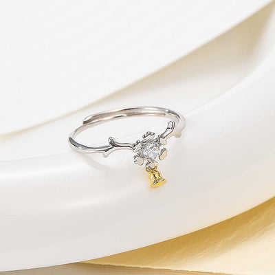 Snowflake Elk Bell Ring | S925 Sterling Silver with Gold/Platinum Plating + Premium Zircon - Aruary Studio ｜ Artisanal Jewelry