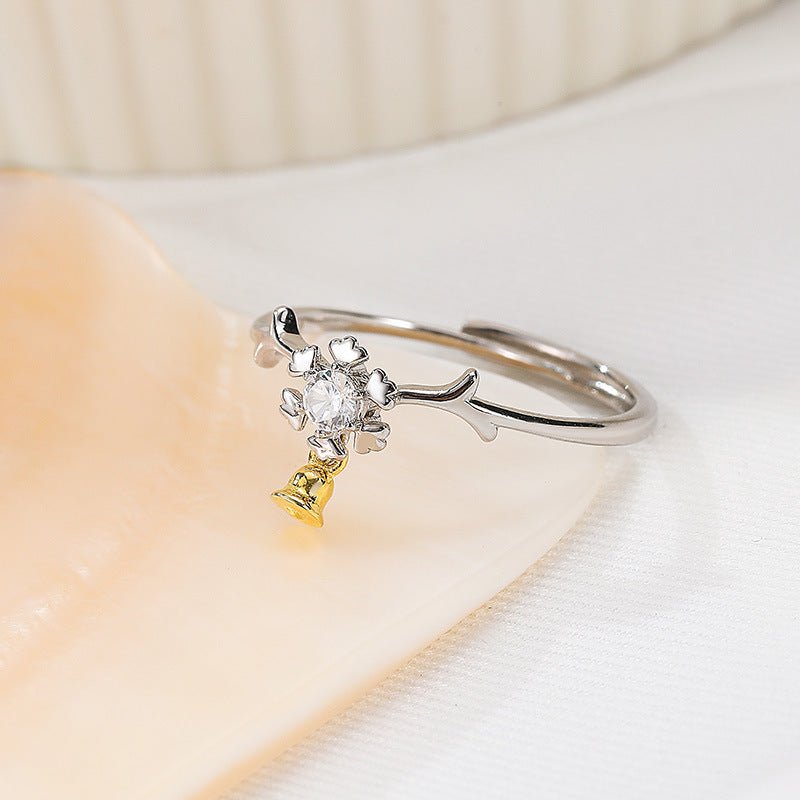 Snowflake Elk Bell Ring | S925 Sterling Silver with Gold/Platinum Plating + Premium Zircon - Aruary Studio ｜ Artisanal Jewelry