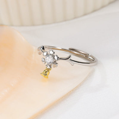 Snowflake Elk Bell Ring | S925 Sterling Silver with Gold/Platinum Plating + Premium Zircon - Aruary Studio ｜ Artisanal Jewelry