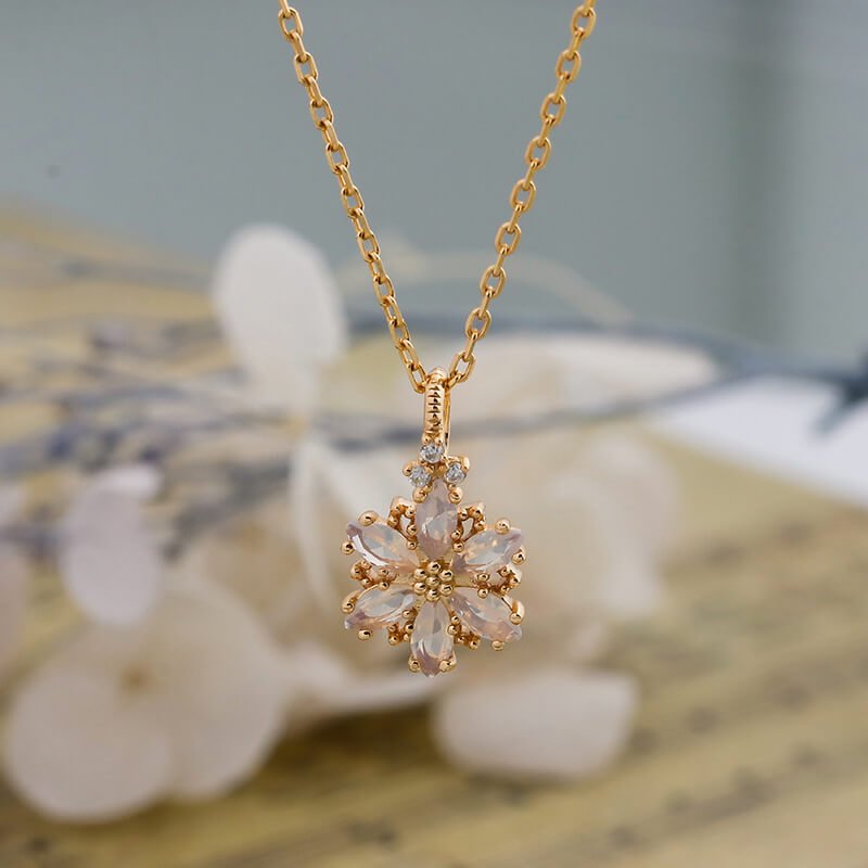 Snowflake Tanzanite Pendant Necklace | 925 Sterling Silver Plated 14K Gold - Aruary Studio ｜ Artisanal Jewelry