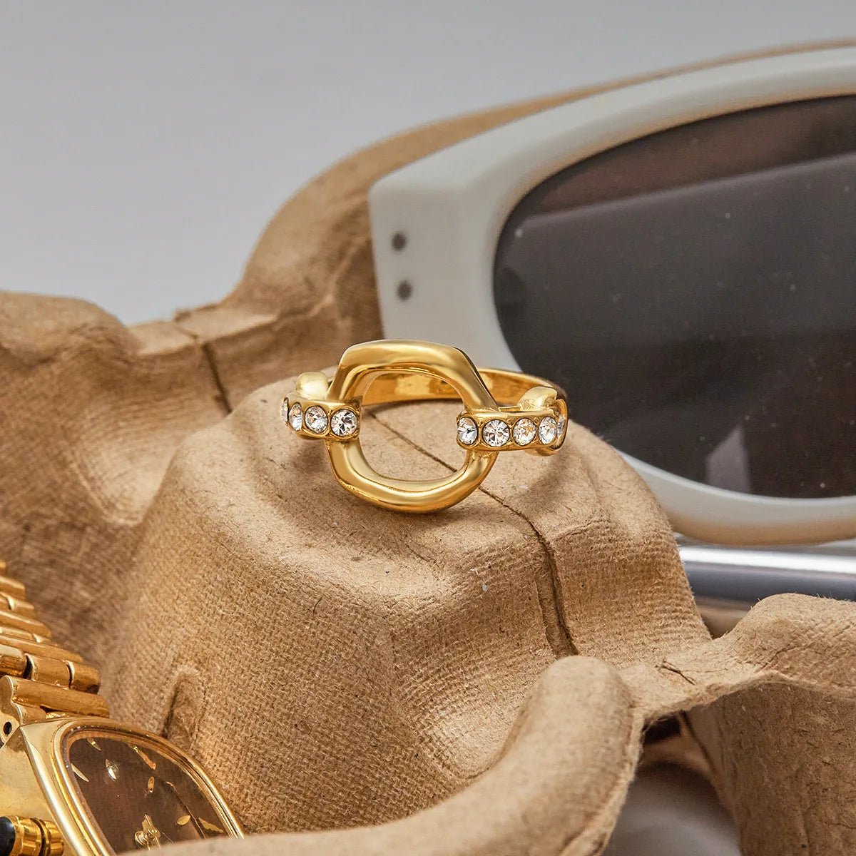 Sparkling Crystal Ring for Women | 18K Gold Plated Titanium Steel | Never Fades, Hypoallergenic | Chic Everyday Jewelry - Aruary Studio ｜ Artisanal Jewelry