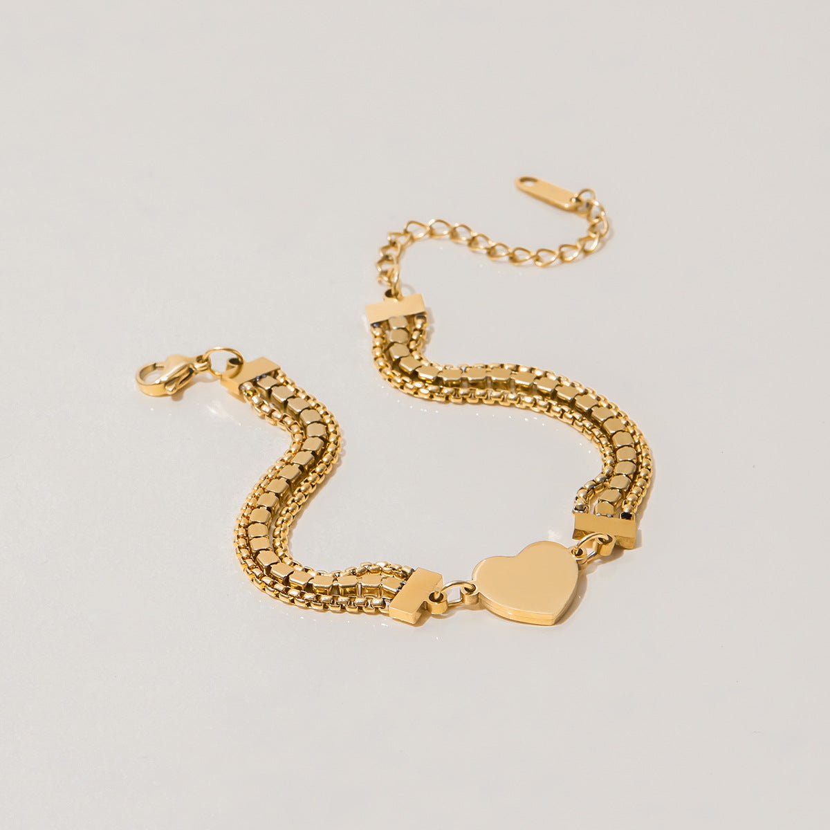 Sparkling Heart Bracelet: Stainless Steel & Zircon | Hypoallergenic & Tarnish - Free | Adjustable (18+5cm) - Aruary Studio ｜ Artisanal Jewelry