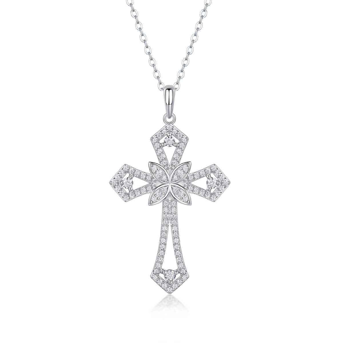 Floral Cross Moissanite Pendant