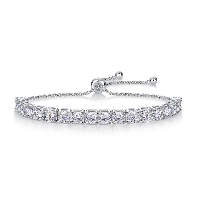 Sparkling Moissanite Tennis Bracelet for Women | S925 Sterling Silver Platinum Plated Bolo Bracelet - Aruary Studio ｜ Artisanal Jewelry