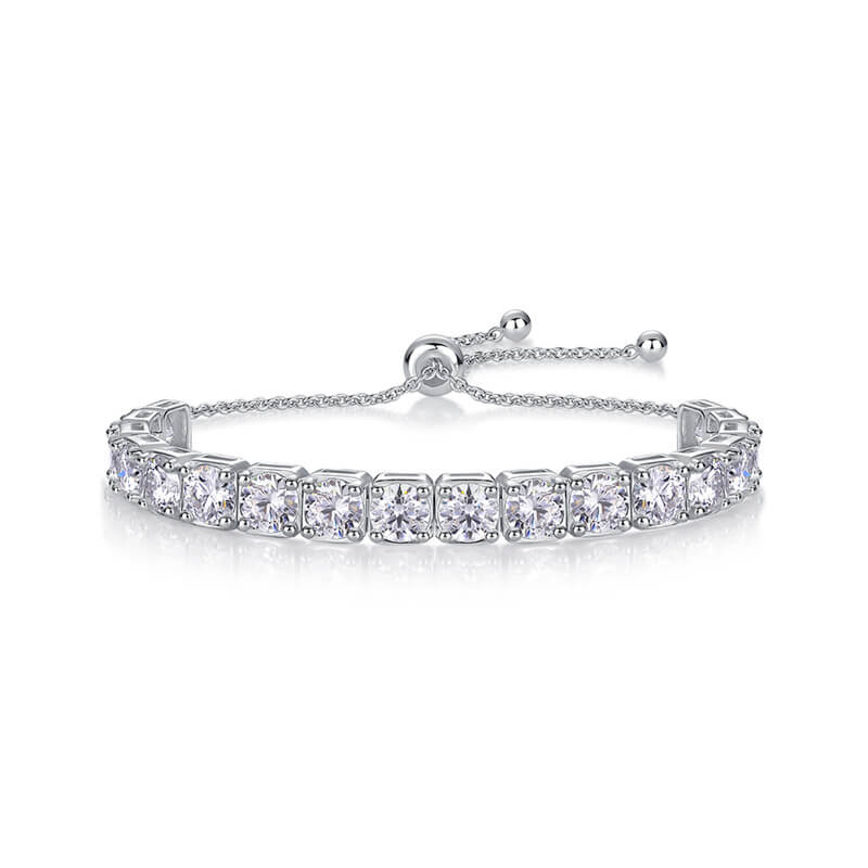 Sparkling Moissanite Tennis Bracelet for Women | S925 Sterling Silver Platinum Plated Bolo Bracelet - Aruary Studio ｜ Artisanal Jewelry
