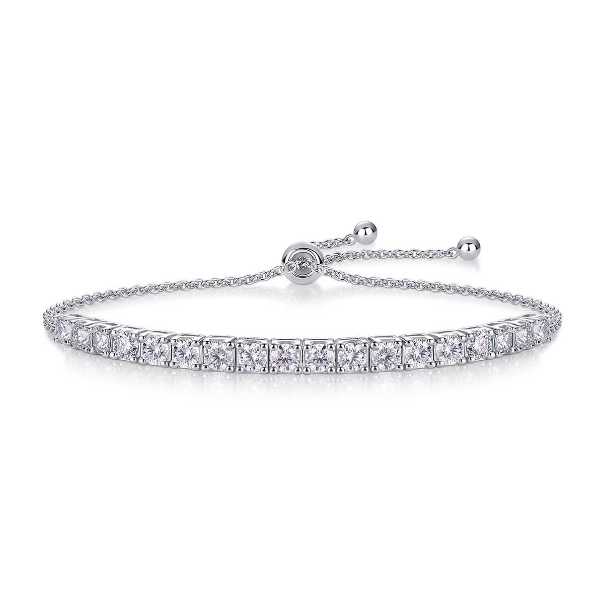 Sparkling Moissanite Tennis Bracelet for Women | S925 Sterling Silver Platinum Plated Bolo Bracelet - Aruary Studio ｜ Artisanal Jewelry