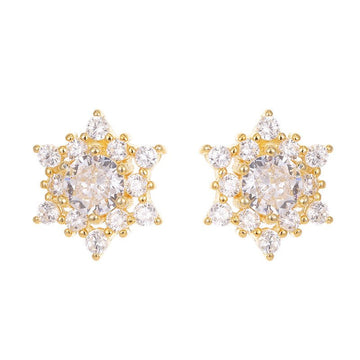 Sparkling Snowflake Stud Earrings | S925 Sterling Silver with Gold/Platinum Plating + Premium Zircon - Aruary Studio ｜ Artisanal Jewelry