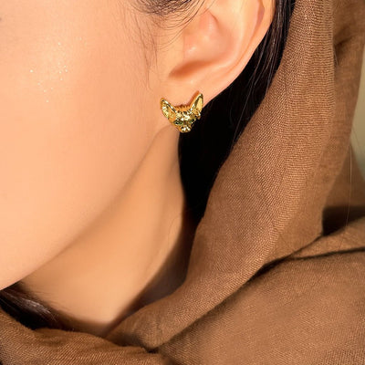 “Sphynx Cat” 18K Gold Plated Stud Earrings - Hypoallergenic Sterling Silver Cat Earrings for Cat Lovers - Aruary Studio ｜ Artisanal Jewelry