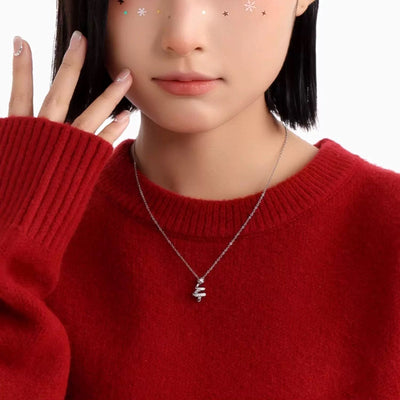 Spiral Christmas Tree Necklace | 925 Sterling Silver + 5A Zircon - Festive Elegance with Adjustable 45 - 50cm Chain - Aruary Studio ｜ Artisanal Jewelry