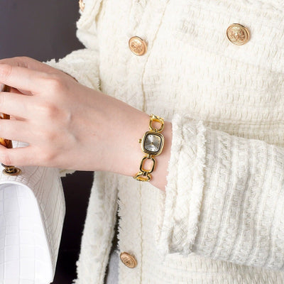 Sporty Square Chain Watch for Women - Quartz Movement, Water - Resistant - Aruary Studio ｜ Artisanal Jewelry