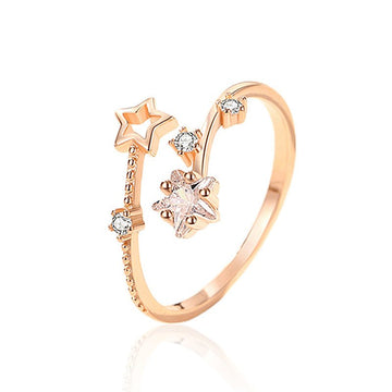 Starry Sky Open Ring | Sterling Silver Gold - Plated for Dreamy Elegance - Aruary Studio ｜ Artisanal Jewelry