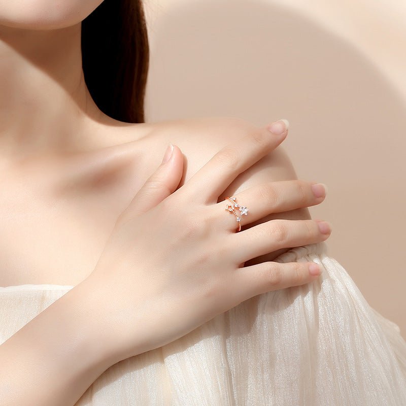 Starry Sky Open Ring | Sterling Silver Gold - Plated for Dreamy Elegance - Aruary Studio ｜ Artisanal Jewelry