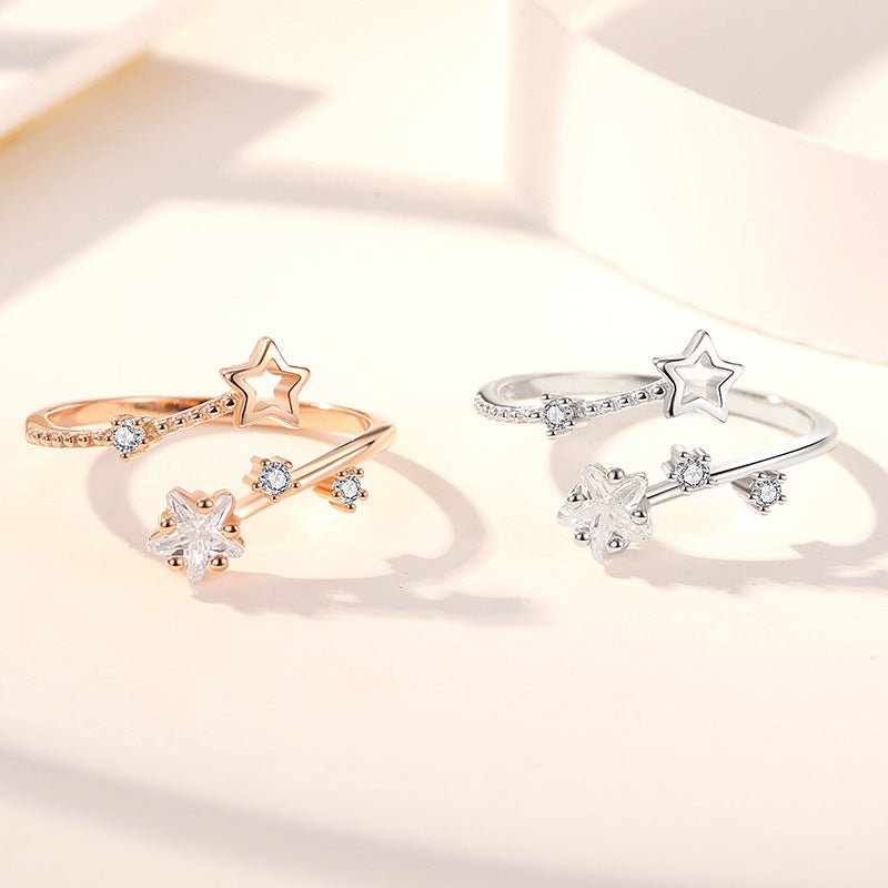 Starry Sky Open Ring | Sterling Silver Gold - Plated for Dreamy Elegance - Aruary Studio ｜ Artisanal Jewelry